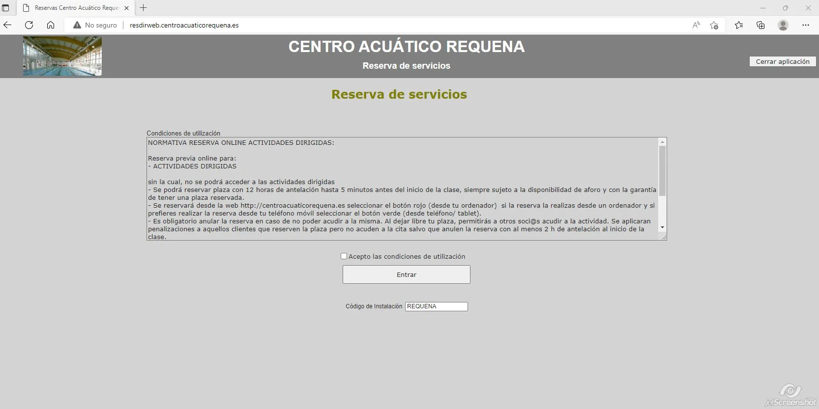 Reservas centro acuático